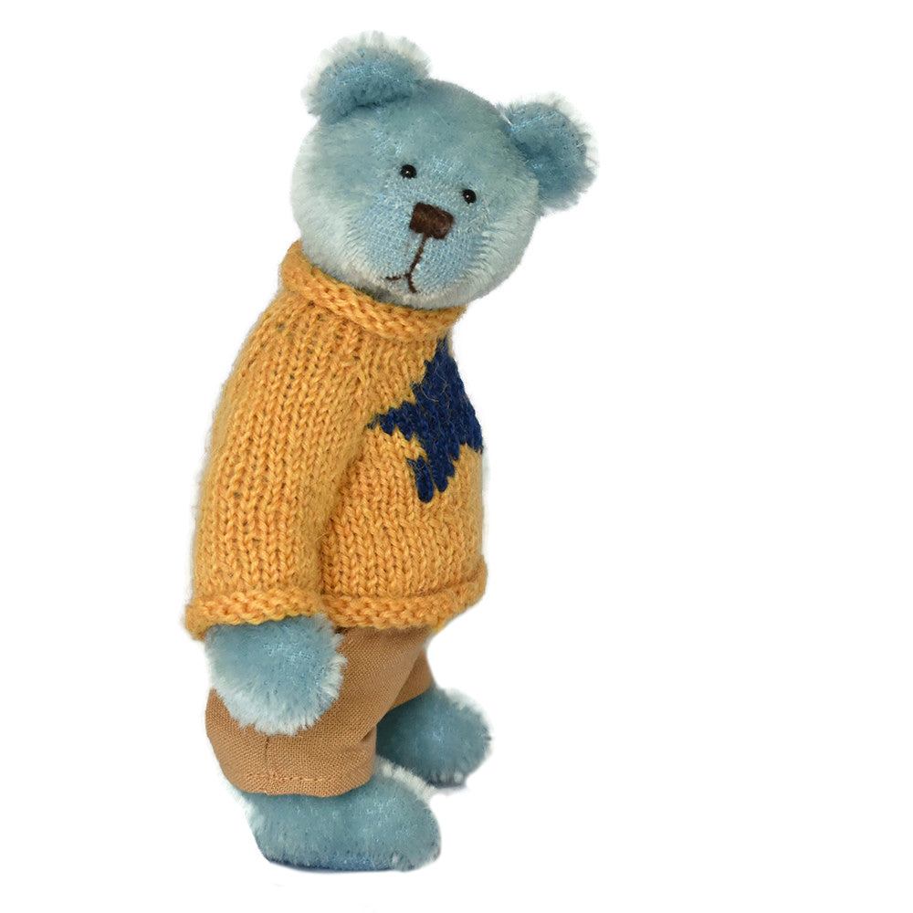 Blue handmade miniature teddy bear OOAK