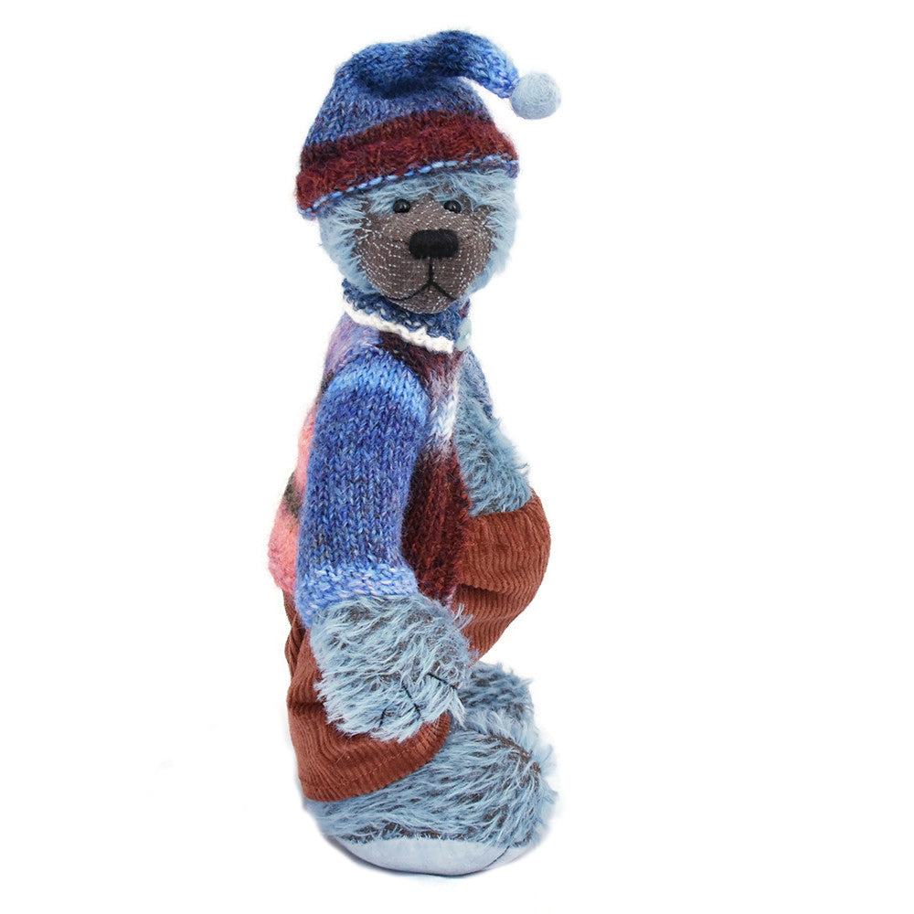 Handmade blue mohair teddy bear