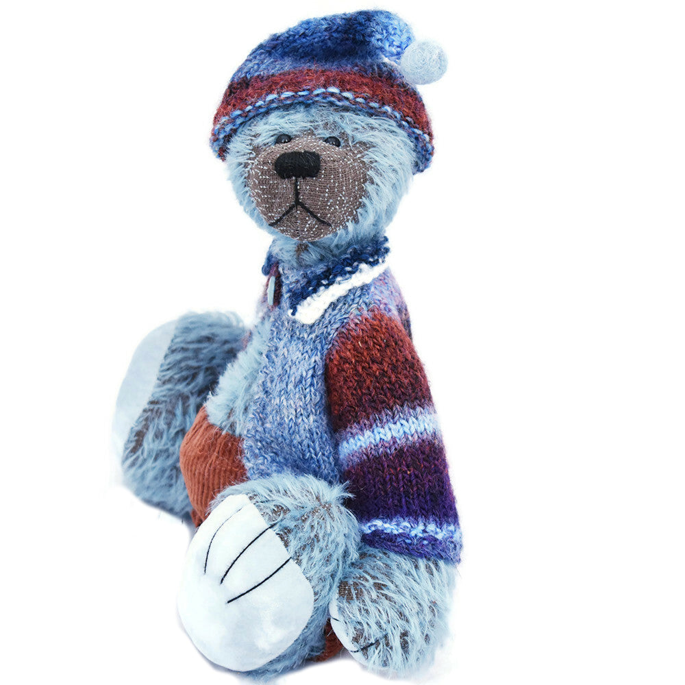 Blue collectable mohair teddy bear