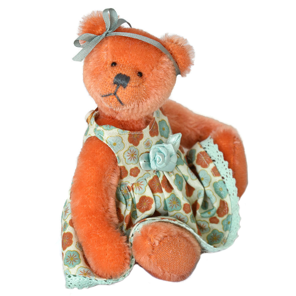 Orange handmade miniature teddy bear for collectors