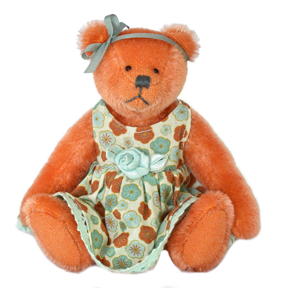 Orange mini bear handmade in the UK