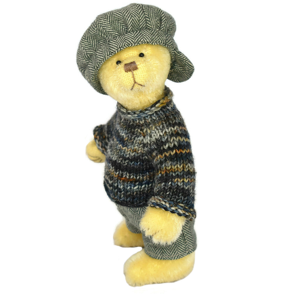 Collectable yellow hand made mini bear fully dressed