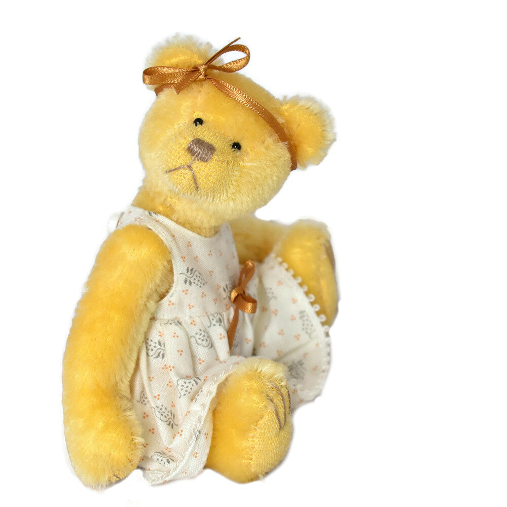 OOAK miniature teddy bear in yellow mohair