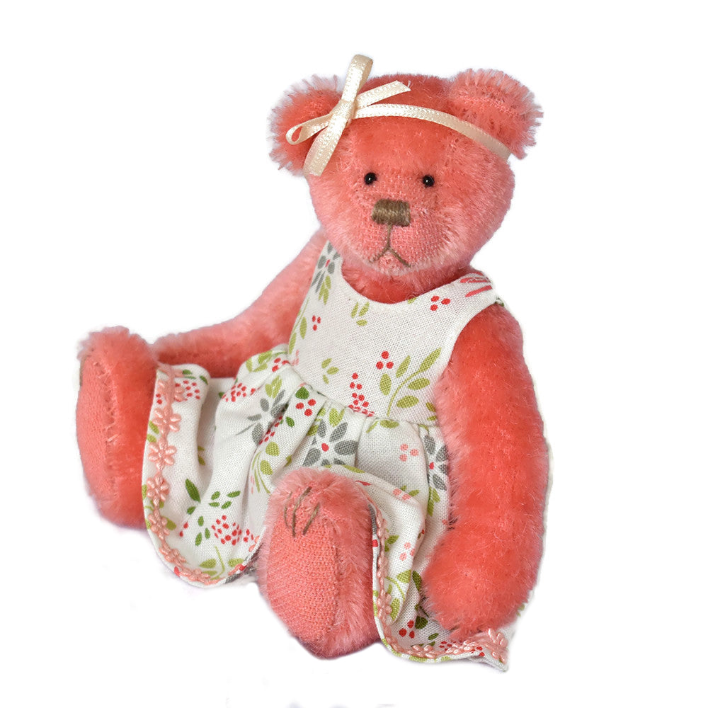 Pink mohair OOAK teddy bear collectable